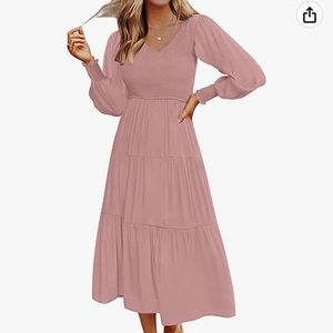 Brand new, never worn long sleeved smocked float tiered midi dress!